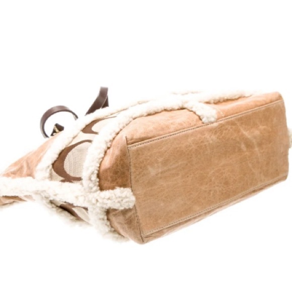 Coach Brown and Cream Tote Bag with Leather Accents - Picture 4 of 6